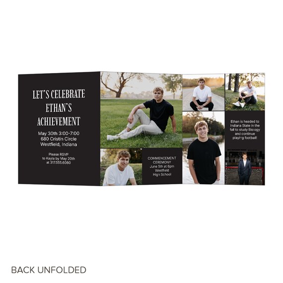 graduation invitation with photo placeholders and event details