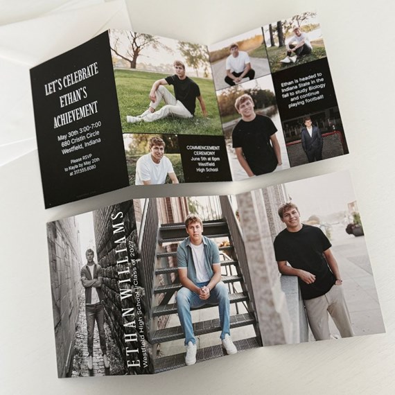 graduation invitation with photo areas and text