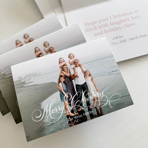 Christmas card with photo placeholder and elegant script