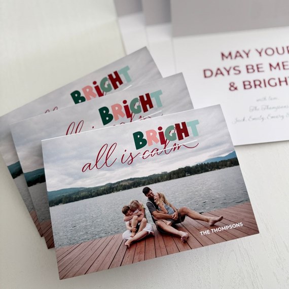 holiday card with photo area and printed text