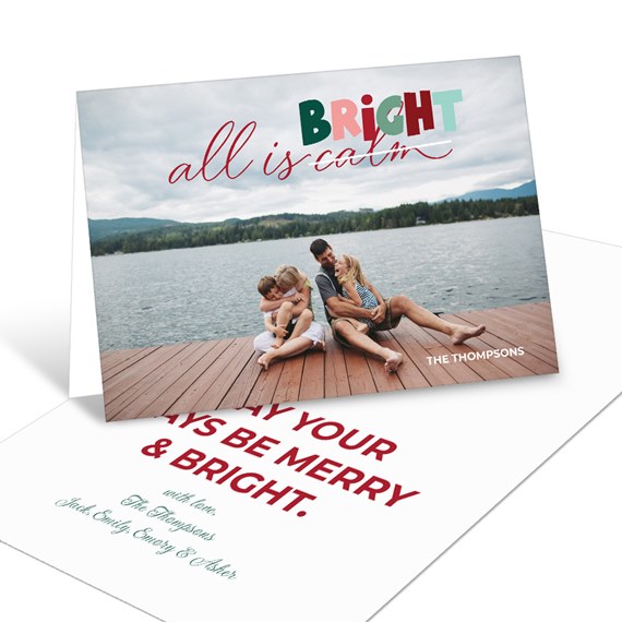 holiday card with photo placeholder and festive text