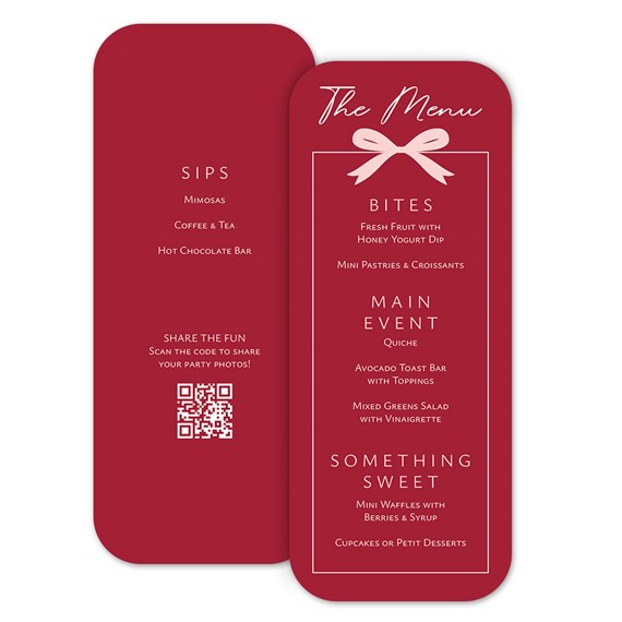 menu card with food items and QR code