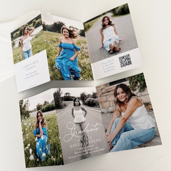 graduation announcement with photo areas and details