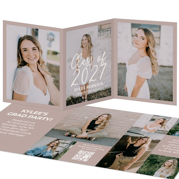 graduation announcement with photo placeholders and party details