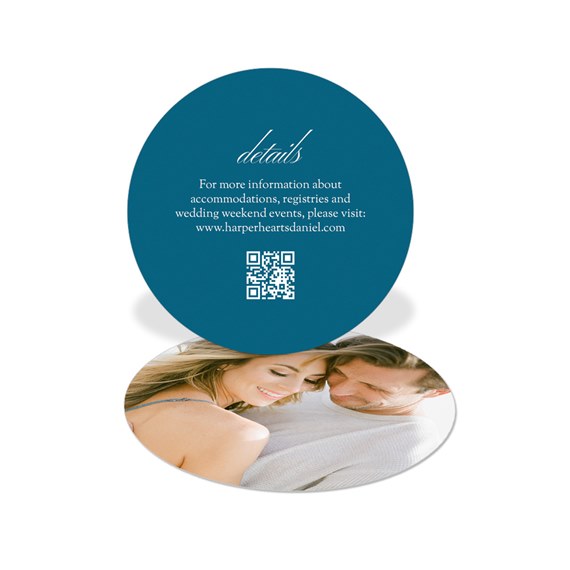 customizable text area, photo placeholder, QR code