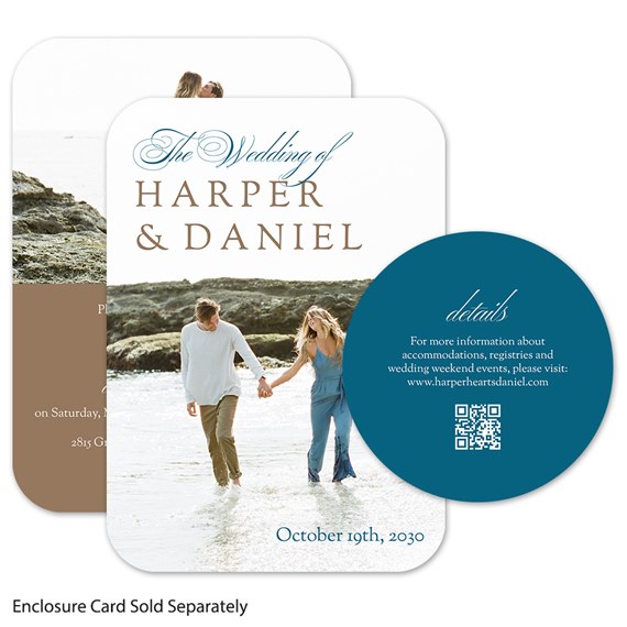 wedding invitation with photo placeholder and detail card