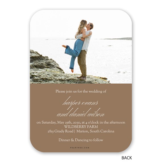 wedding invitation with photo placeholder and event details