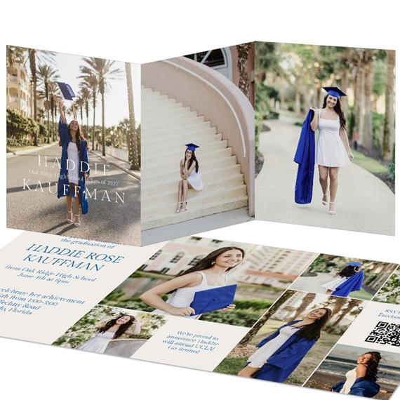graduation invitation with photo placeholders and customizable text area