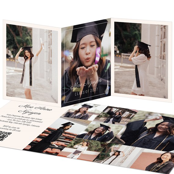 graduation announcement with photo areas and text