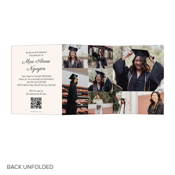 graduation announcement with photo placeholders and printed text