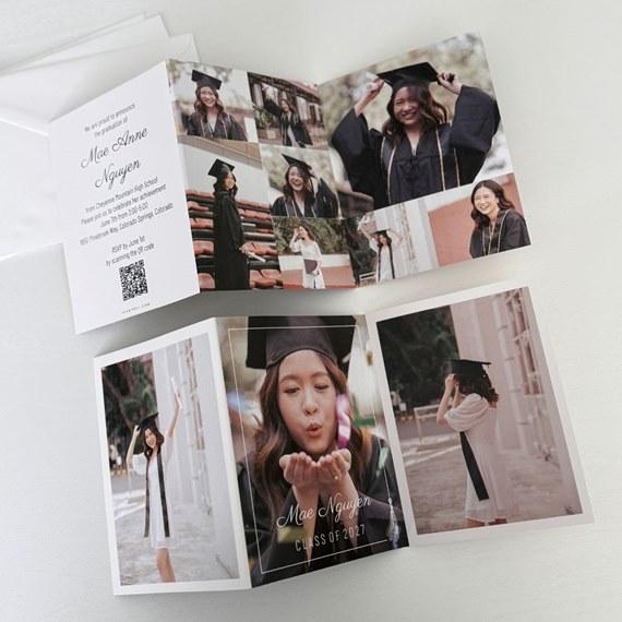 graduation announcement with photo placeholders and text area
