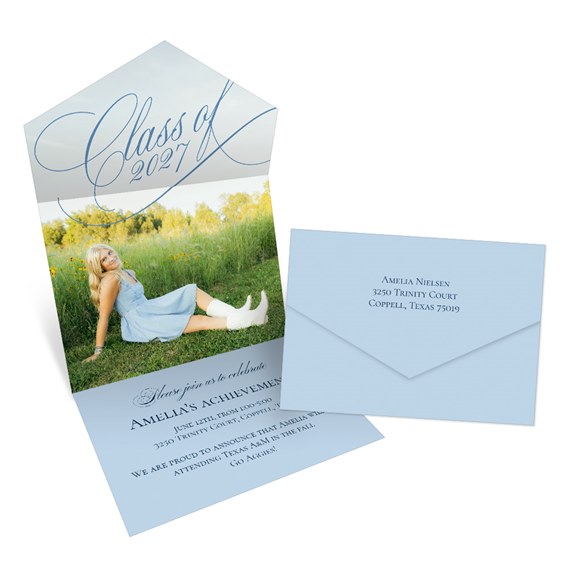graduation invitation with photo area and envelope