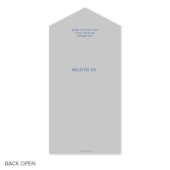 gray graduation announcement with blue text