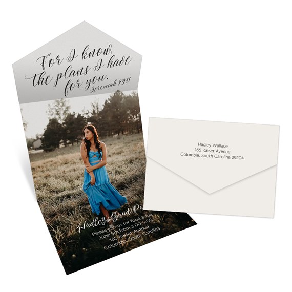 graduation invitation with photo area and envelope