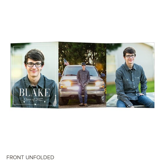 graduation announcement with photo placeholders and decorative text