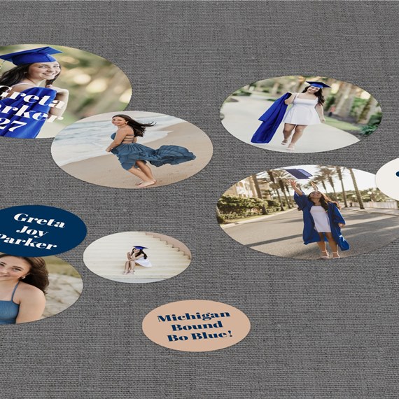 photo placeholders with text areas on a gray background
