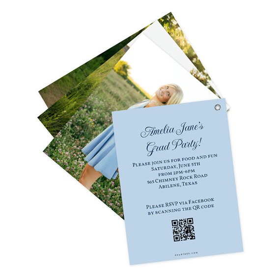 graduation party invitation with photo area and QR code
