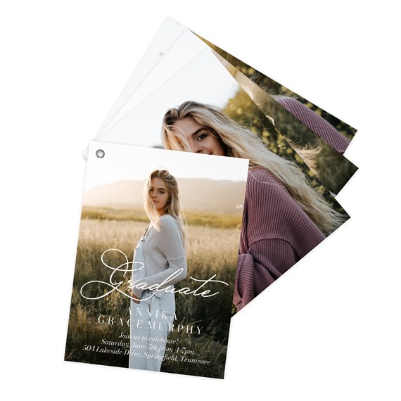 graduation announcement with photo placeholders and customizable text area