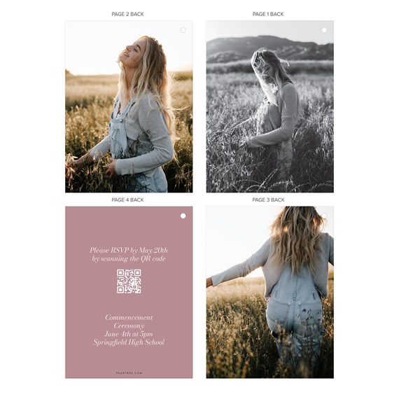 graduation announcement with photo placeholders and RSVP information