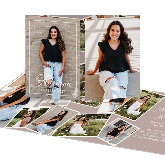 graduation invitation with photo placeholders and customizable text area