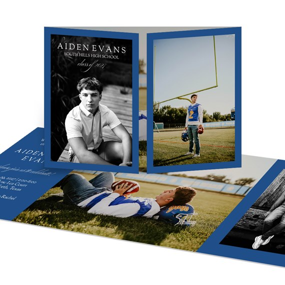 tri-fold graduation invitation with photo placeholders