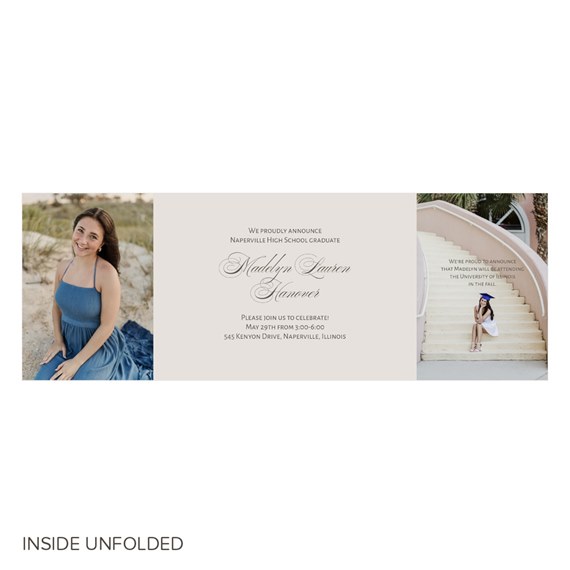 graduation announcement with photo placeholders and text area