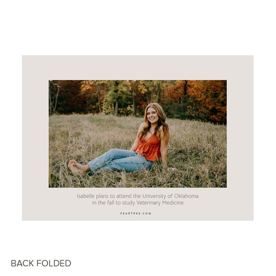 photo placeholder with beige border and printed text area