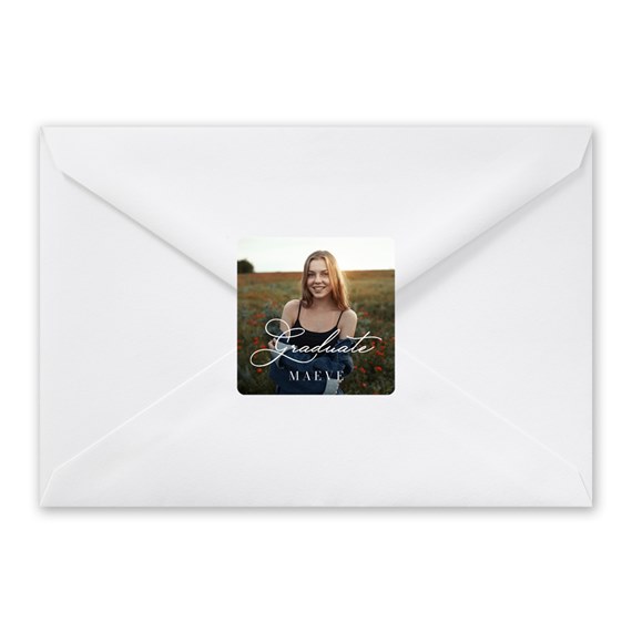 envelope with photo placeholder and text area