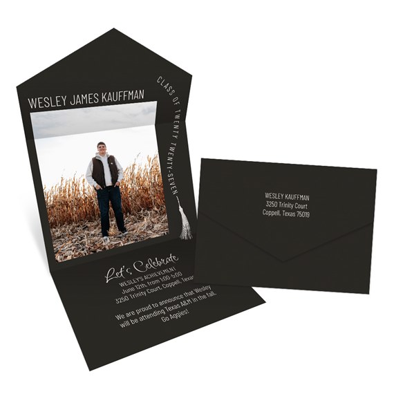 graduation invitation with photo placeholder and envelope