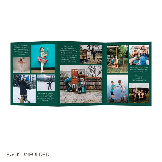 tri-fold christmas card with family photo collage