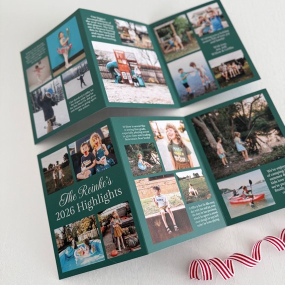 collage card with photo placeholders and text area