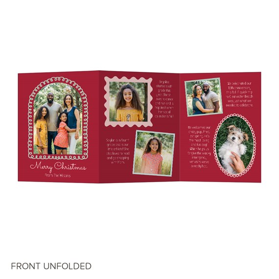 Christmas card with photo placeholders and decorative borders