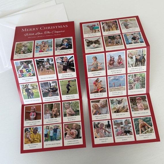 Christmas card with photo placeholders and captions