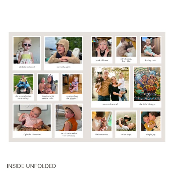 collage Christmas card with photo placeholders and captions