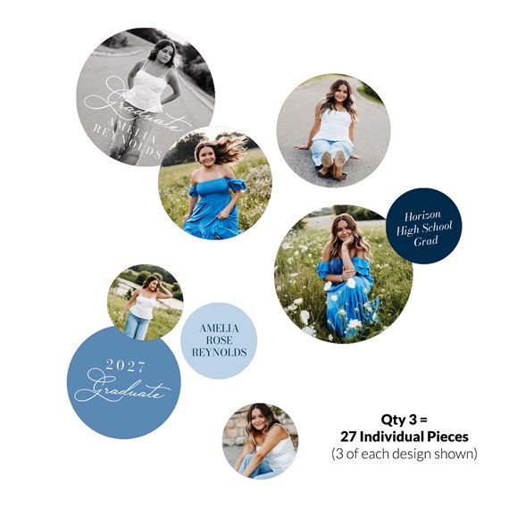 graduation confetti design with photo placeholders