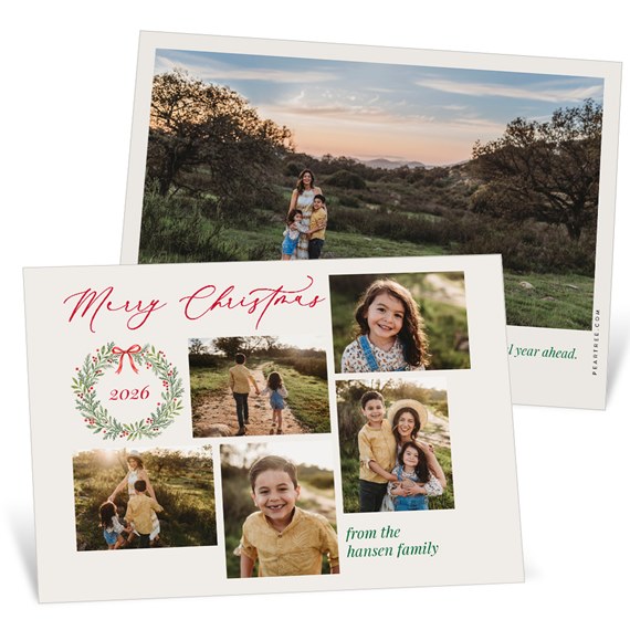 holiday card with photo collage and festive text