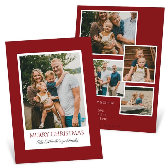 Christmas card with photo placeholders and festive text