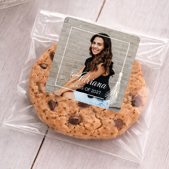 graduation sticker with photo area on cookie