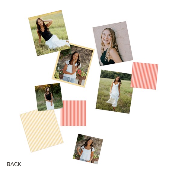 photo frames collage with striped background