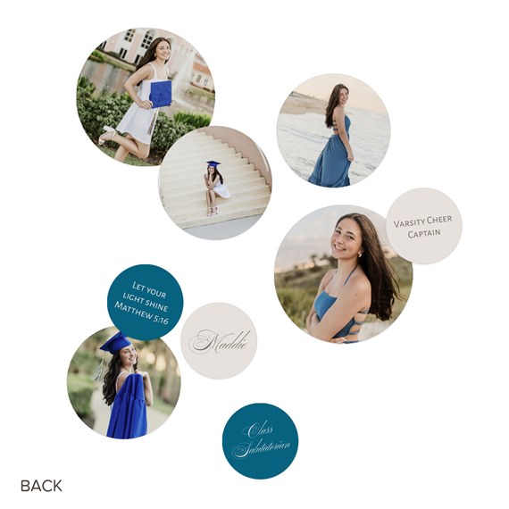 circular photo placeholders with text elements