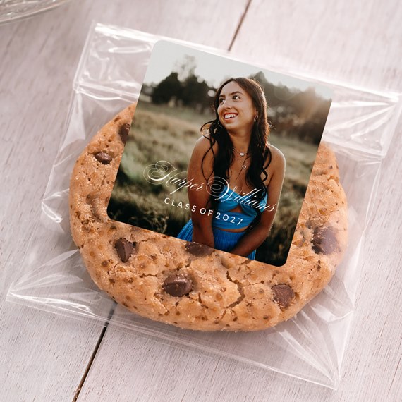 cookie with photo placeholder sticker and text