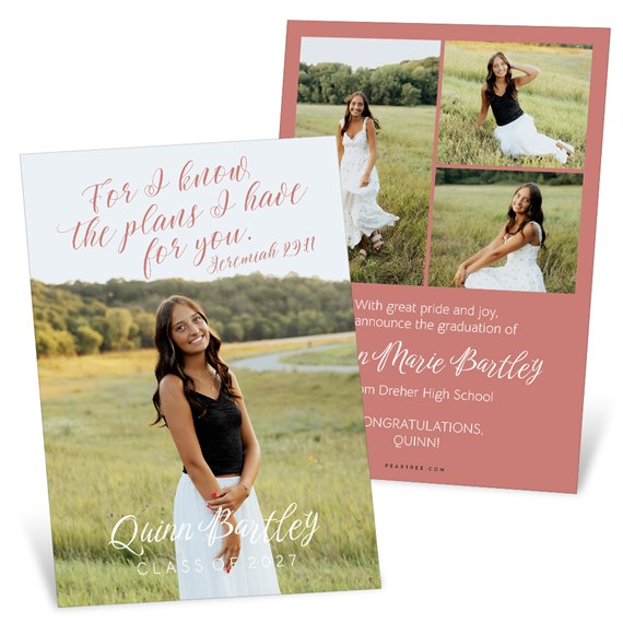 graduation invitation with photo placeholders and floral design