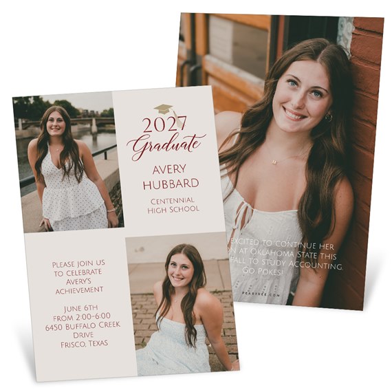graduation announcement with photo area and customizable text