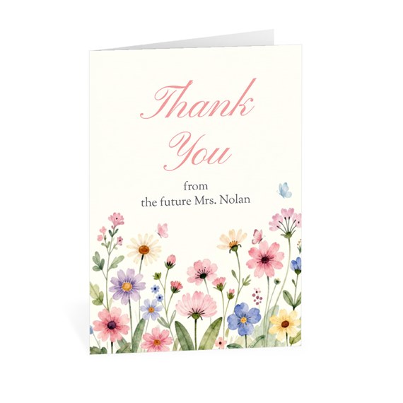 floral thank you card with customizable text area