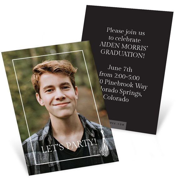 graduation invitation with photo placeholder and tassel design