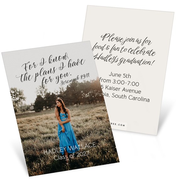 mini graduation invitation with photo area and event details