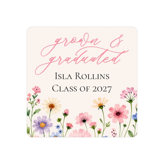 wildflower graduation sticker with customizable text area