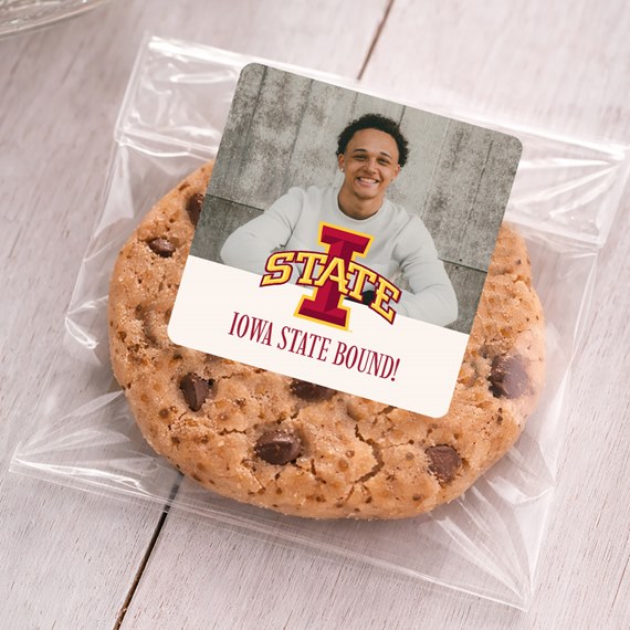 cookie with logo placeholder and text 'IOWA STATE BOUND!'