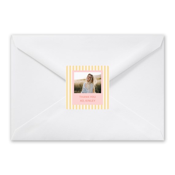 envelope with photo placeholder and text area
