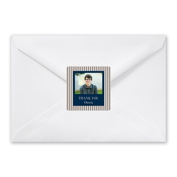 envelope with photo placeholder and thank you text